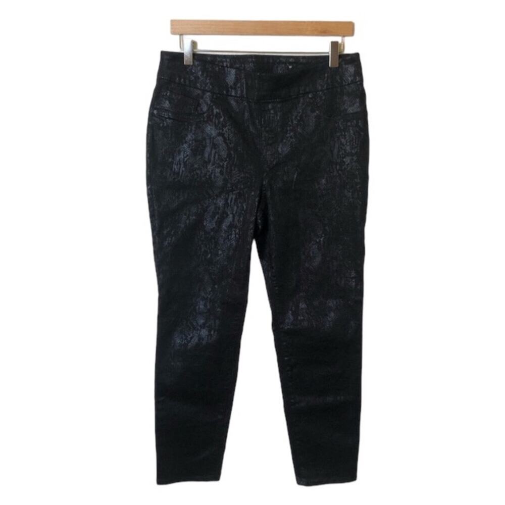 Chico’s Black Straight Leg Jeans Oil Rubbed Denim Women’s Size 30 Stretch Ankle